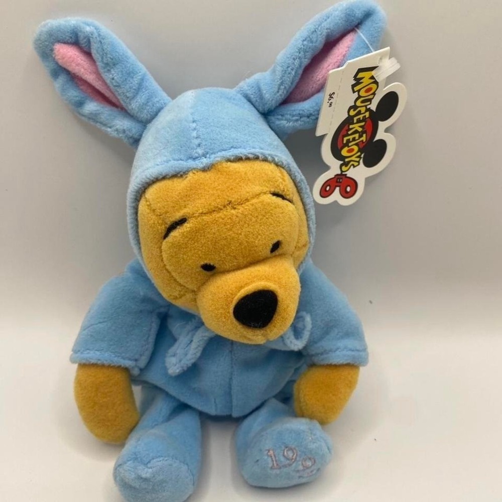 Vintage 1999 Disney Winnie the Pooh Easter Bunny Mini Bean Bag Plush 8" w/ Tag